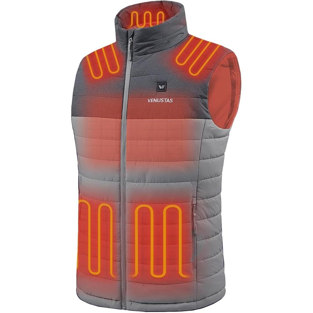 Venustas Men's Actively Heated Vest with 20 hr Battery Gray Heather 2XL